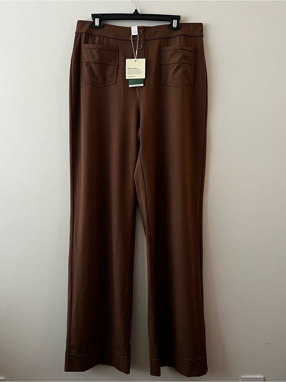 Halara Wide Leg Pants Sz XL High Waist Brown Pockets Decorative Buttons NWT